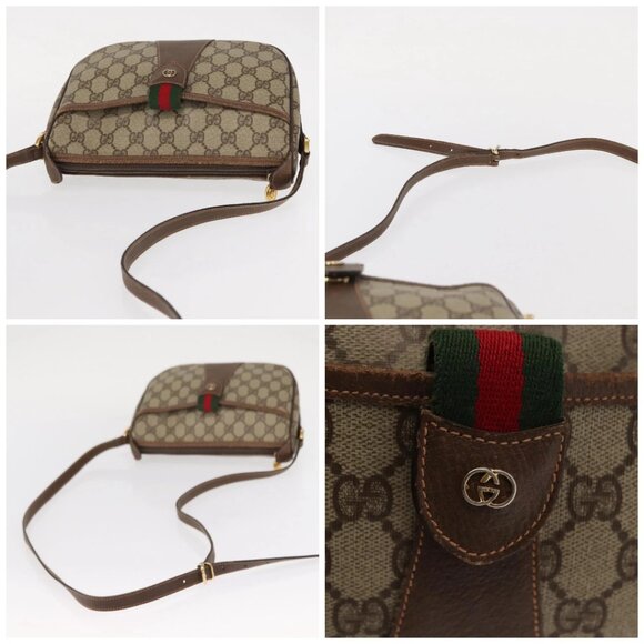 GUCCI GG Supreme Web Sherry Line Bag PVC Beige Gold 001 123 6177 Auth ka654 - Picture 16 of 16